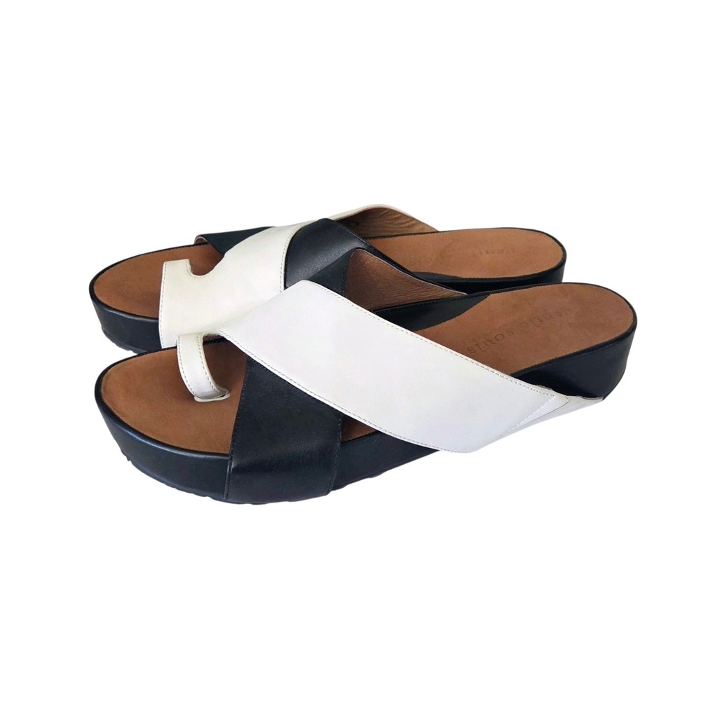 Gentle Souls Kenneth Cole Women's Leather Strappy Wedge Sandals Toe Loop Size 11